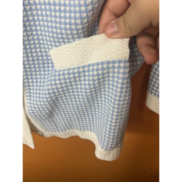 Cia de Moda Women's Cardigan Sweater Size LG Blue White Gingham Long Sleeve NWT - Picture 5 of 11